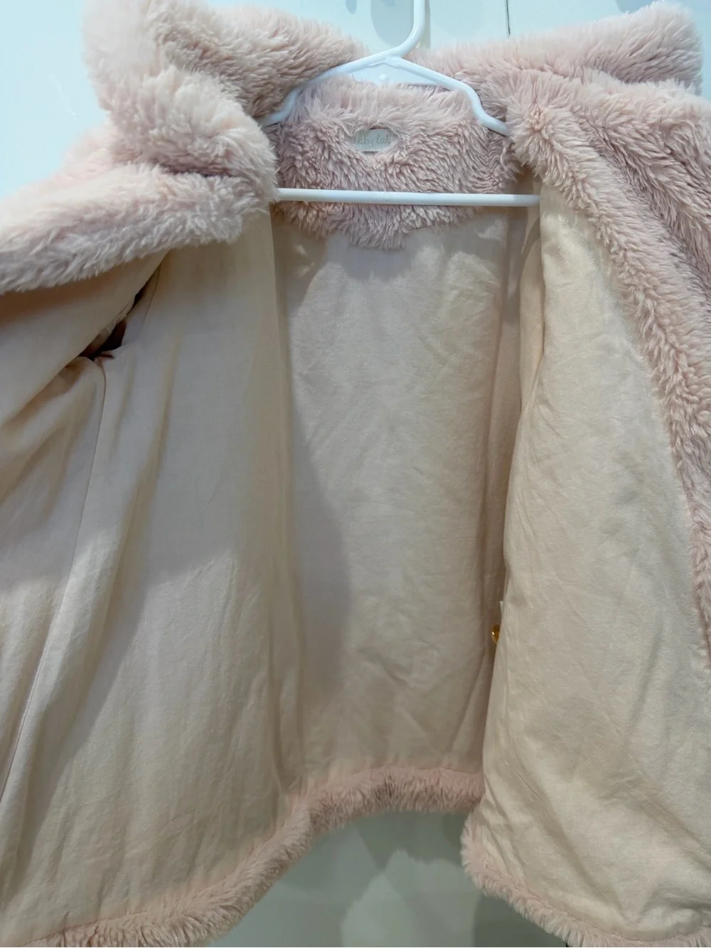 Pink Faux Fur Kids Coat with Peter Pan Collar